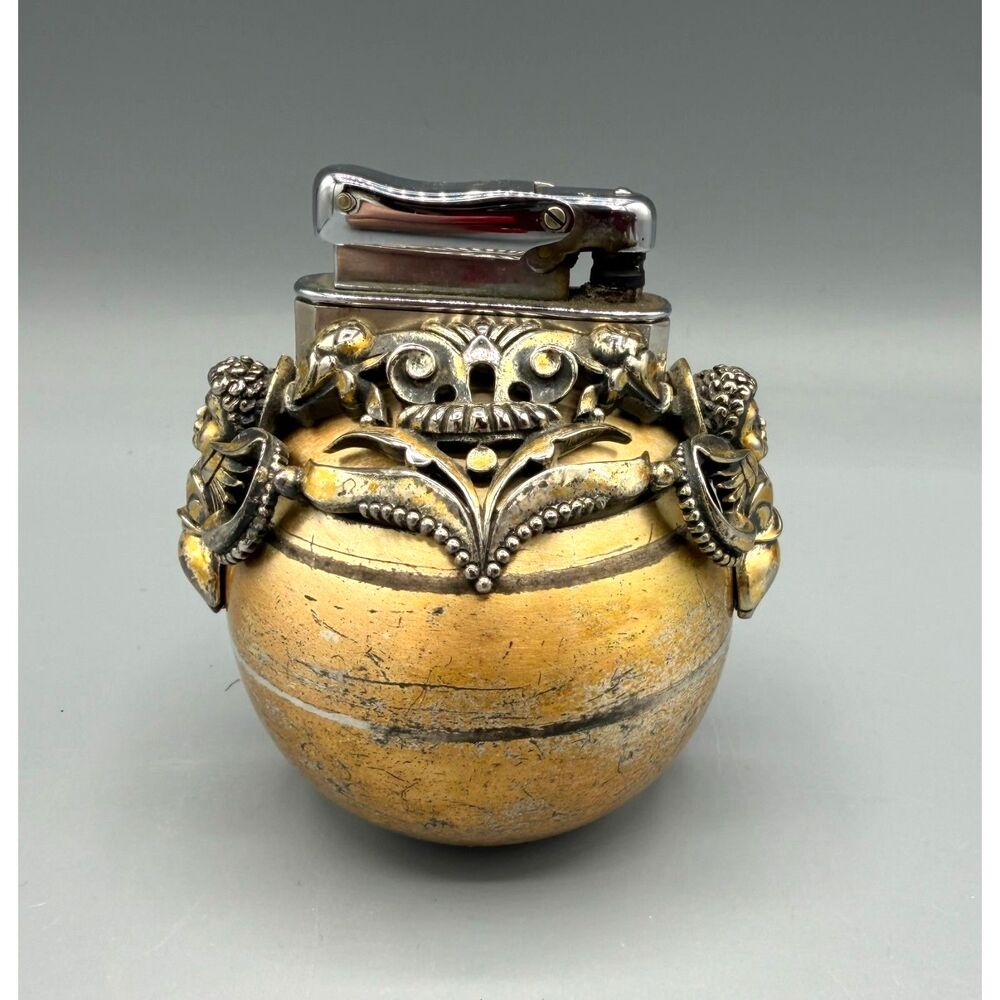 Vintage Kreisler Ibelo Monopol Ornate Cherub Table Lighter Germany 1940s